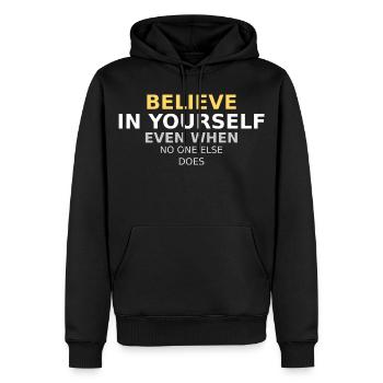 Glaube an dich Selbst Typo Motiv - Männer Premium Bio Hoodie - Schwarz - Vorne - Nico (187cm)