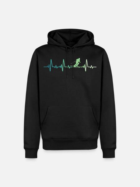 Skiing Skiing Heartbeat Skiing - Men’s Premium Organic Hoodie - black
