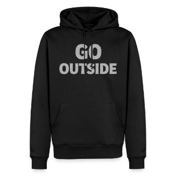GO OUTSIDE Natur Abenteuer Spruch - Männer Premium Bio Hoodie - Schwarz - Vorne - Nico (187cm)