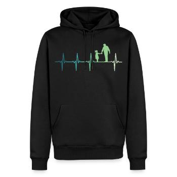 Vater und Tochter, Herzschlag, Vater und Tochter - Männer Premium Bio Hoodie - Schwarz - Vorne - Nico (187cm)