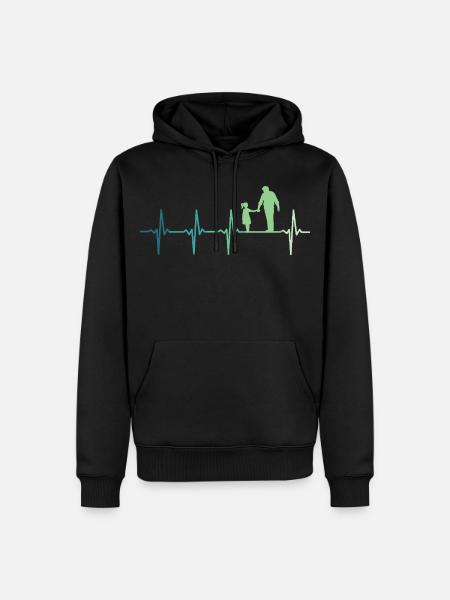 Père et fille battement de coeur papa et fillette - Sweat à capuche Premium bio Homme - noir