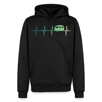 Karawanenherzschlag Camping Wohnwagen - Männer Premium Bio Hoodie - Schwarz - Vorne - Nico (187cm)