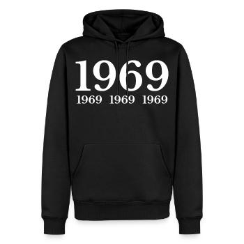 1969 - Männer Premium Bio Hoodie - Schwarz - Vorne - Nico (187cm)