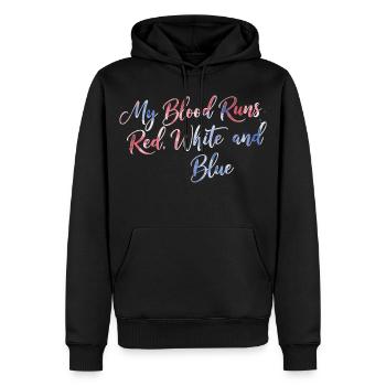 Le sang coule rouge blanc bleu - Sweat à capuche Premium bio Homme - noir - Devant - Nico (187cm)