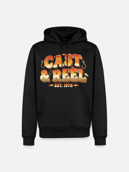 Cast Reel Est 1976 - Männer Premium Bio Hoodie - Schwarz