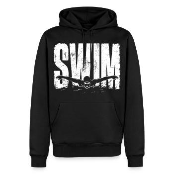 Schwimmen Shirt Swim Sport Schwimmer Geschenk - Männer Premium Bio Hoodie - Schwarz - Vorne - Nico (187cm)