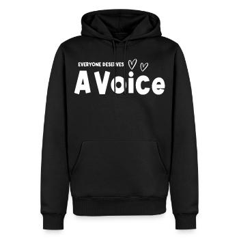 Jeder verdient eine Sprachtherapie mit Voice Speech Language - Männer Premium Bio Hoodie - Schwarz - Vorne - Nico (187cm)
