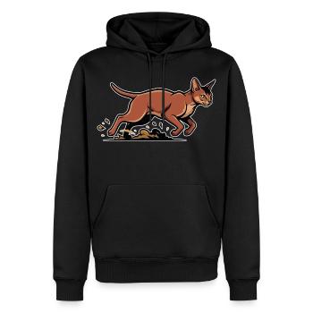 Abessinische Katze Laufgeschwindigkeits-Porträtsport - Männer Premium Bio Hoodie - Schwarz - Vorne - Nico (187cm)