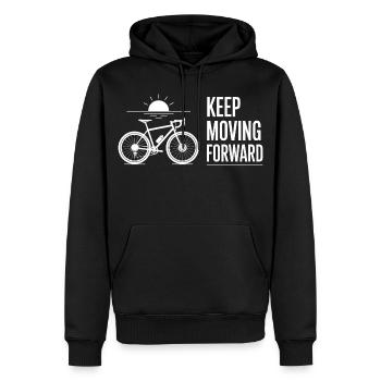 Radfahren Vorwärts Sonnenaufgang - Männer Premium Bio Hoodie - Schwarz - Vorne - Nico (187cm)