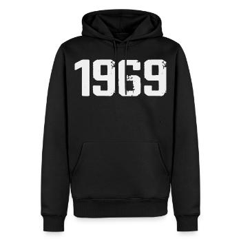 Légendaire depuis 1969 Vintage 1969 Retro 1969 - Sweat à capuche Premium bio Homme - noir - Devant - Nico (187cm)