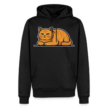 Chat Roux Tabby Couché Portrait Calme Vintage - Sweat à capuche Premium bio Homme - noir - Devant - Nico (187cm)