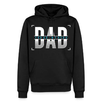 Papa, tu es mon héros Chemise - Sweat à capuche Premium bio Homme - noir - Devant - Nico (187cm)