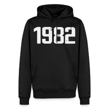 Légendaire depuis 1982 Vintage 1982 Retro 1982 - Sweat à capuche Premium bio Homme - noir - Devant - Nico (187cm)