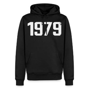 Légendaire depuis 1979 Vintage 1979 Retro 1979 - Sweat à capuche Premium bio Homme - noir - Devant - Nico (187cm)
