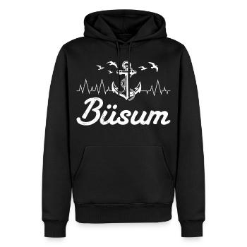 Nordsee Urlaub BÜSUM Wattenmeer Lustiges - Männer Premium Bio Hoodie - Schwarz - Vorne - Nico (187cm)