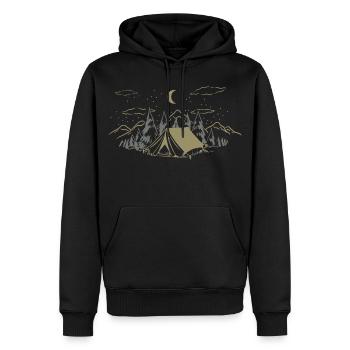 Tente de camp de nuit à Pines - Sweat à capuche Premium bio Homme - noir - Devant - Nico (187cm)