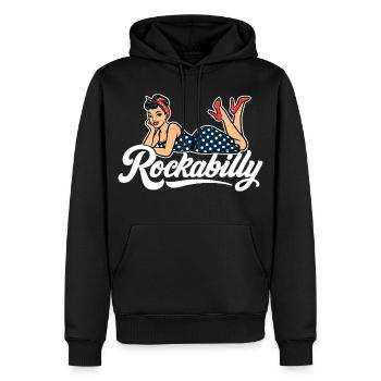 Pin-Up Rockabilly : Femme vintage en robe jupon - Sweat à capuche Premium bio Homme - noir - Devant - Nico (187cm)