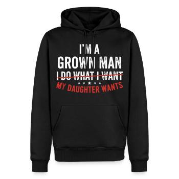 Meine Tochter entscheidet alles für mich - Männer Premium Bio Hoodie - Schwarz - Vorne - Nico (187cm)