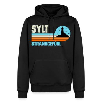 Nordsee Urlaub SYLT STRANDGEFÜHL Lustiges - Männer Premium Bio Hoodie - Schwarz - Vorne - Nico (187cm)