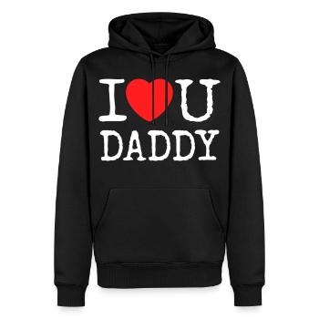 Chemise de papa Je t’aime - Sweat à capuche Premium bio Homme - noir - Devant - Nico (187cm)