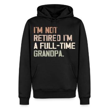 Papy à plein temps : Bien plus qu'une retraite - Sweat à capuche Premium bio Homme - noir - Devant - Nico (187cm)