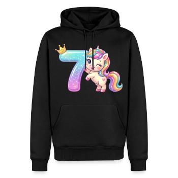 J’ai 7 ans de Kawaii Unicorn Girl Anniversaire - Sweat à capuche Premium bio Homme - noir - Devant - Nico (187cm)