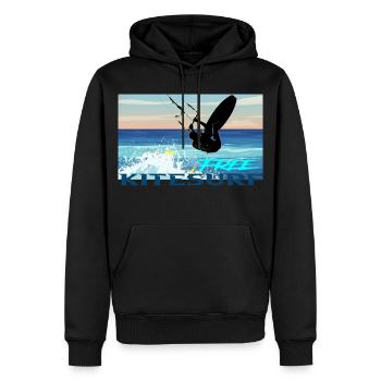 Le kitesurf - Sweat à capuche Premium bio Homme - noir - Devant - Nico (187cm)