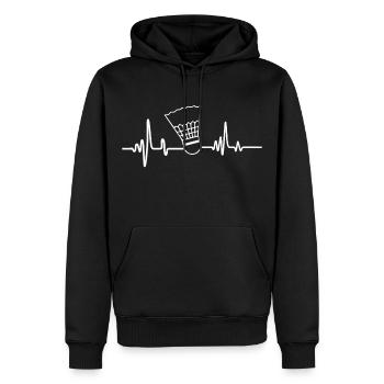 Badminton heartbeat badminton player - Men’s Premium Organic Hoodie - black - Front - Nico (187cm)