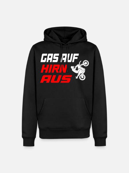 Gas_auf_Hirn_aus - Männer Premium Bio Hoodie - Schwarz