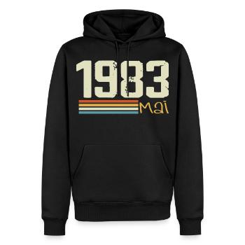 Mai 1983 - Männer Premium Bio Hoodie - Schwarz - Vorne - Nico (187cm)