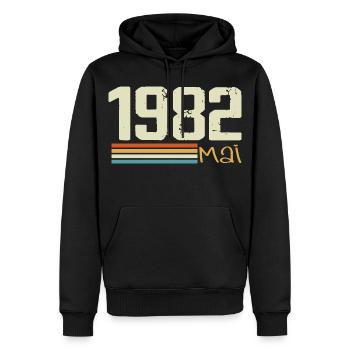 Mai 1982 - Männer Premium Bio Hoodie - Schwarz - Vorne - Nico (187cm)