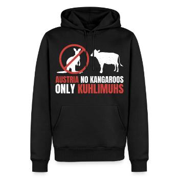 Österreich ohne Kängurus – Nur Kuhlimuhs - Männer Premium Bio Hoodie - Schwarz - Vorne - Nico (187cm)