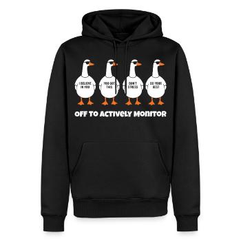 Vier lustige Enten im Gänsemarsch - Männer Premium Bio Hoodie - Schwarz - Vorne - Nico (187cm)