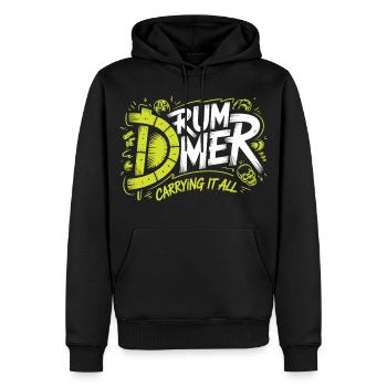 Batterie offert chemise humoristique de groupe de batterie - Sweat à capuche Premium bio Homme - noir - Devant - Nico (187cm)