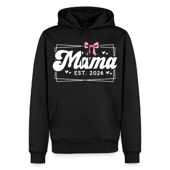 Mama EST 2026 - Sweat à capuche Premium bio Homme - noir - Devant - Nico (187cm)