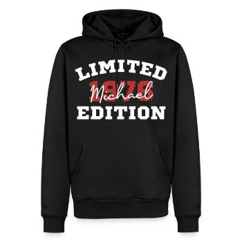 Limited Michael Edition 1976 - Männer Premium Bio Hoodie - Schwarz - Vorne - Nico (187cm)