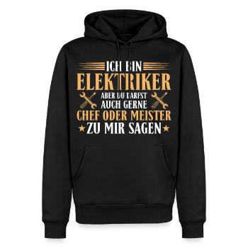 Elektriker Chef Meister – Handwerker Geschenk - Männer Premium Bio Hoodie - Schwarz - Vorne - Nico (187cm)