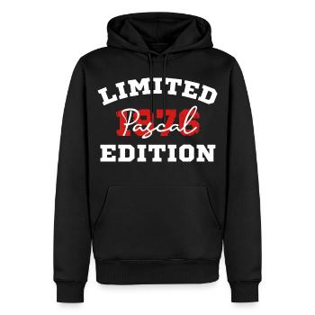 Edition Limitee Pascal 1976 - Sweat à capuche Premium bio Homme - noir - Devant - Nico (187cm)