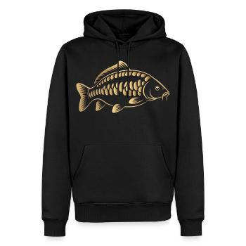 Carp Fish Minimalist Fishing Design - Men’s Premium Organic Hoodie - black - Front - Nico (187cm)