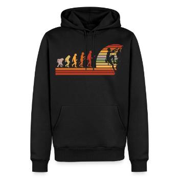 Evolution of Climbing Retro Design - Men’s Premium Organic Hoodie - black - Front - Nico (187cm)