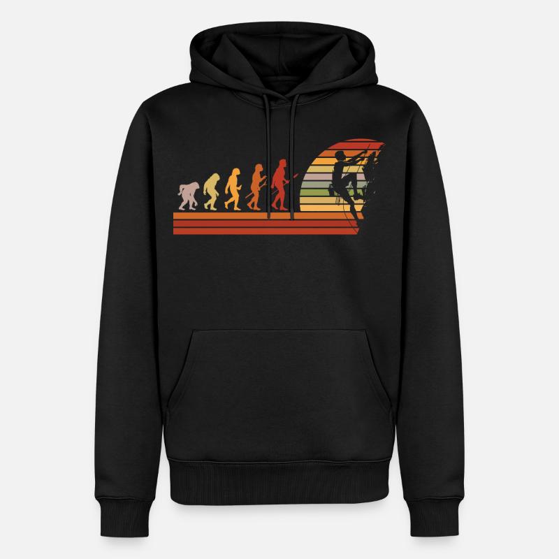 Evolution des Kletterns Retro Design - Männer Premium Bio Hoodie - Schwarz