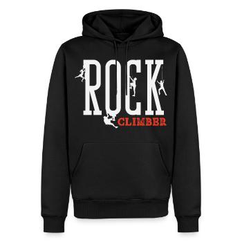Rock Climber Schriftzug Kletterer Design - Männer Premium Bio Hoodie - Schwarz - Vorne - Nico (187cm)