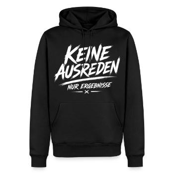 Keine Ausreden Nur Ergebnisse - Männer Premium Bio Hoodie - Schwarz - Vorne - Nico (187cm)