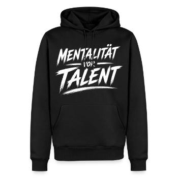 La mentalité avant le talent - Sweat à capuche Premium bio Homme - noir - Devant - Nico (187cm)