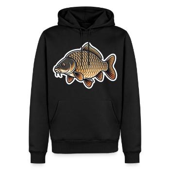 Minimalist Carp Fishing Design Clean Angler Style - Men’s Premium Organic Hoodie - black - Front - Nico (187cm)
