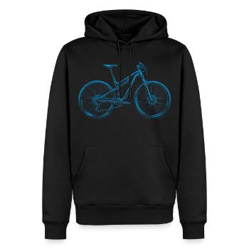 VTT Lineart Blue – Cadeau pour VTT - Sweat à capuche Premium bio Homme - noir - Devant - Nico (187cm)