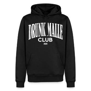 Malle 2026 DRUNK MALLE CLUB 2026 - Männer Premium Bio Hoodie - Schwarz - Vorne - Nico (187cm)