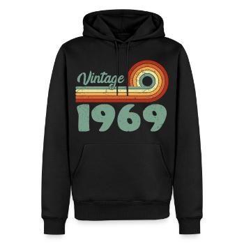Classique 1969 Anniversaire Mémorable 1969 Rétro  - Sweat à capuche Premium bio Homme - noir - Devant - Nico (187cm)