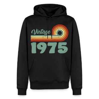 Vintage 1975 Retro Mountain Jubiläum 1975 - Männer Premium Bio Hoodie - Schwarz - Vorne - Nico (187cm)