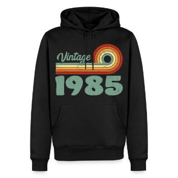 Vintage 1985 Retro Mountain Jubiläum 1985 - Männer Premium Bio Hoodie - Schwarz - Vorne - Nico (187cm)